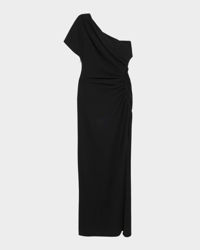 Kally Draped One-Shoulder Column Gown